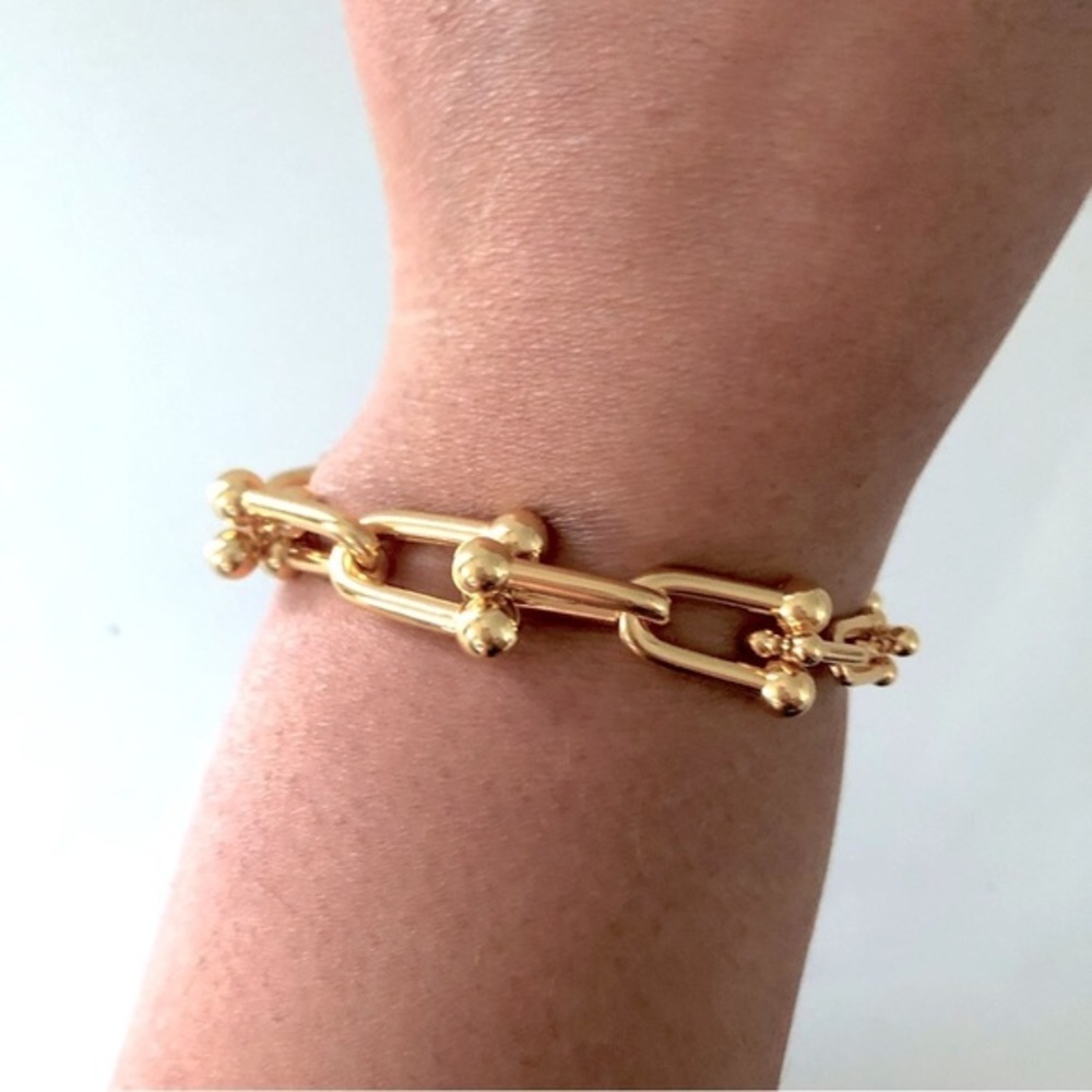Gold Hardware Graduated Link U Bracelet